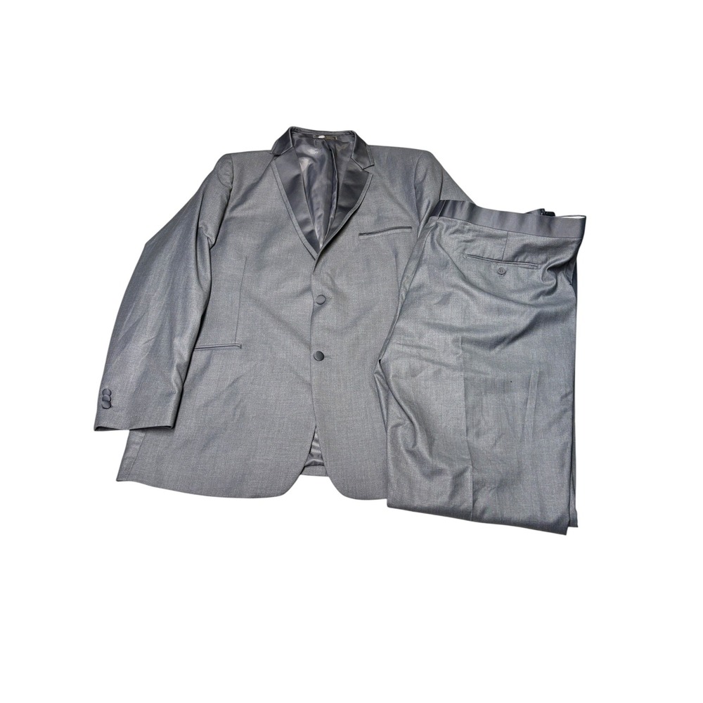 NWT‎ Giorgio Fiorelli Mens Grey Tuxedo Suit Set Super Fine 2 Piece 50L W50 L38